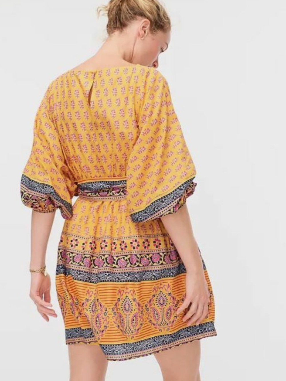J.Crew Dress Dolman-sleeve mini dress in
sunny block boho belt pockets cotton - Picture 4 of 6